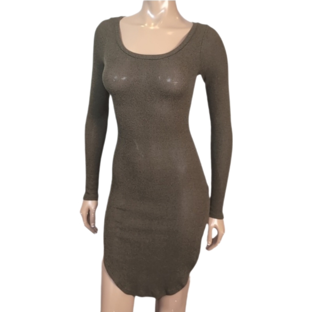 3/$20 Seductions Long Sleeve Bodycon Sweater Dress Womens Size Small Green